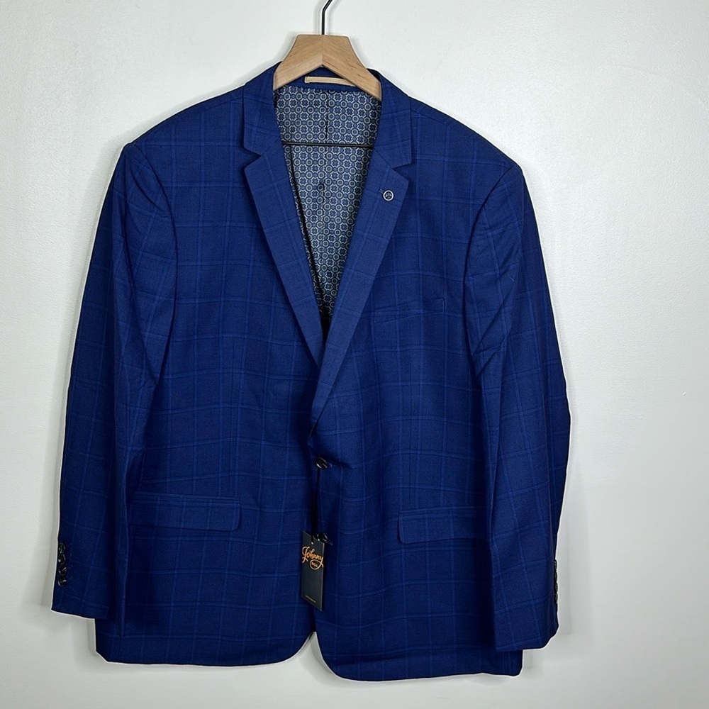 Johnny Bigg Marine Check 2B Suit Jacket Big & Tall Men's Size 48R NWT